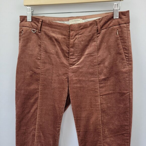 Anthropologie The Essential Slim Velvet Pants Bronze Brown Size 4 - Picture 2 of 14